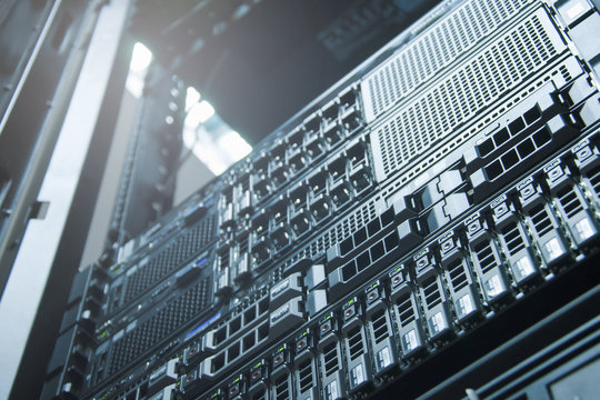 Server technology in datacenter from bottom view