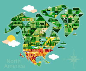 Cartoon map of North America