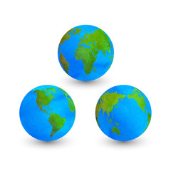 Colorful watercolor globes isolated on white. Vector Illustration