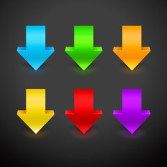 3D Arrow Icon Set. Vector illustration with colorful arrows