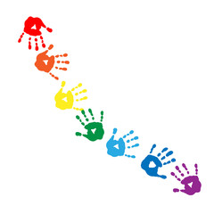 Abstract pattern of colors of the rainbow handprints