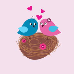 Naklejka premium Postcard Valentine's Day with birds