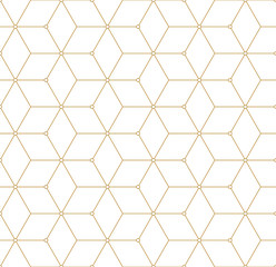 Retro Pattern with Golden Cubes. Vector seamless outline background