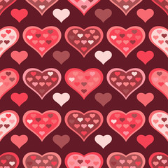 Seamless vector background with decorative hearts and double exposure