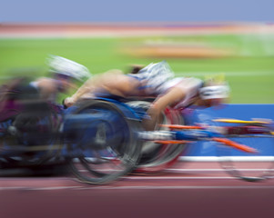 competition wheelchair in motion
