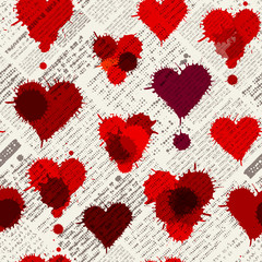Naklejka na ściany i meble Newspaper hearts background