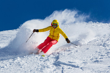 Switzerland, Graubuenden, Obersaxen, female Skier