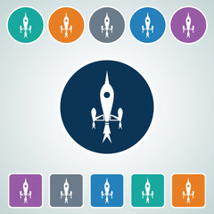 Icon of Rocket in Multi Color Circle & Square Shape. Eps-10.