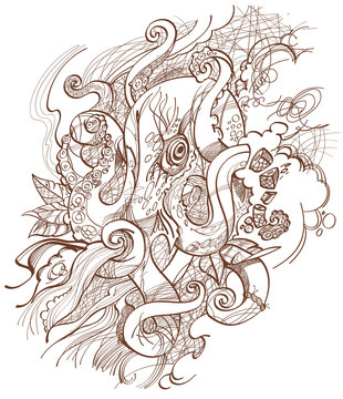 An original illustration of an octopus