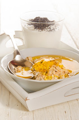 breakfast with oatmeal and sweet honey