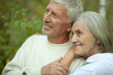 mature couple   in summer park
