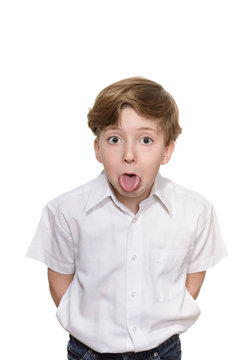 young boy doing facial expressions