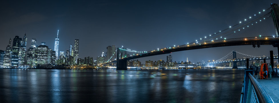 Fototapeta Nowy Jork gród nocny widok z Brooklynu