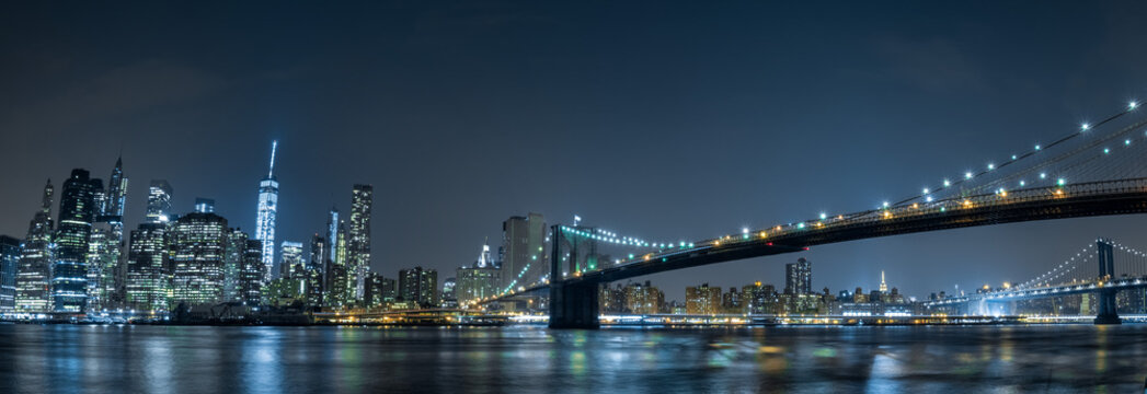 new york cityscape night view from brooklyn