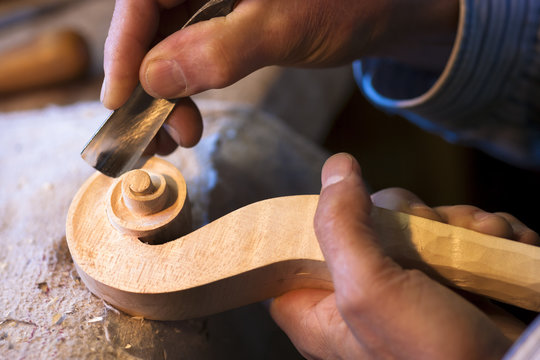 Violin maker at work