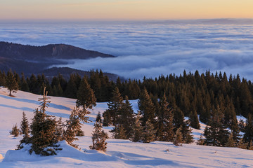 Wintertime sunrise in the mountains