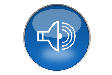 Music Icon Blue, Isolated on white background. - Stock Image
