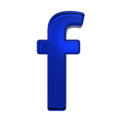 One lower case letter from blue glass alphabet set, isolated on white. Computer generated 3D photo rendering.