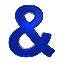 One letter from blue glass alphabet set, isolated on white. Computer generated 3D photo rendering.