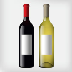 Red and White Wine Bottles