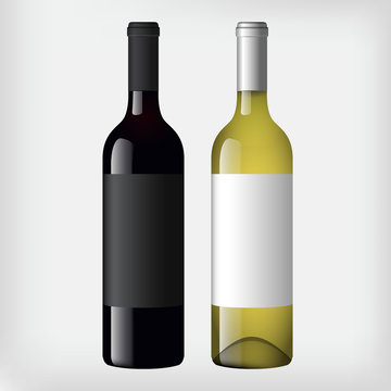 Red and White Wine Bottles