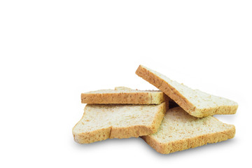 Slice of a whole wheat bread isolated on a white background