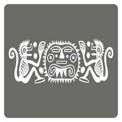 monochrome icon with American Indians art and ethnic ornaments for your design