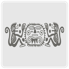 monochrome icon with American Indians art and ethnic ornaments for your design