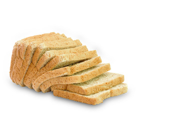 Slice of a whole wheat bread isolated on a white background