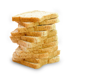 Slice of a whole wheat bread isolated on a white background