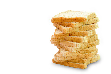 Slice of a whole wheat bread isolated on a white background