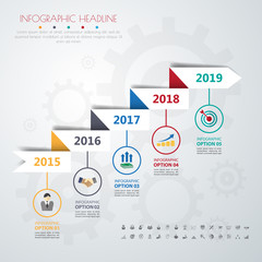 timeline infographics with icons set. vector. illustration.