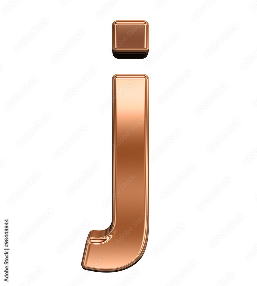 Fototapete one lower case letter from shiny copper alphabet set, isolated on white. computer generated 3d photo