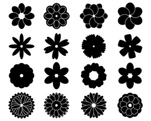 Silhouettes of  simple vector flowers