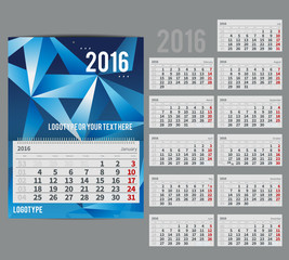 Vector calendar 2016 - Planner for  month