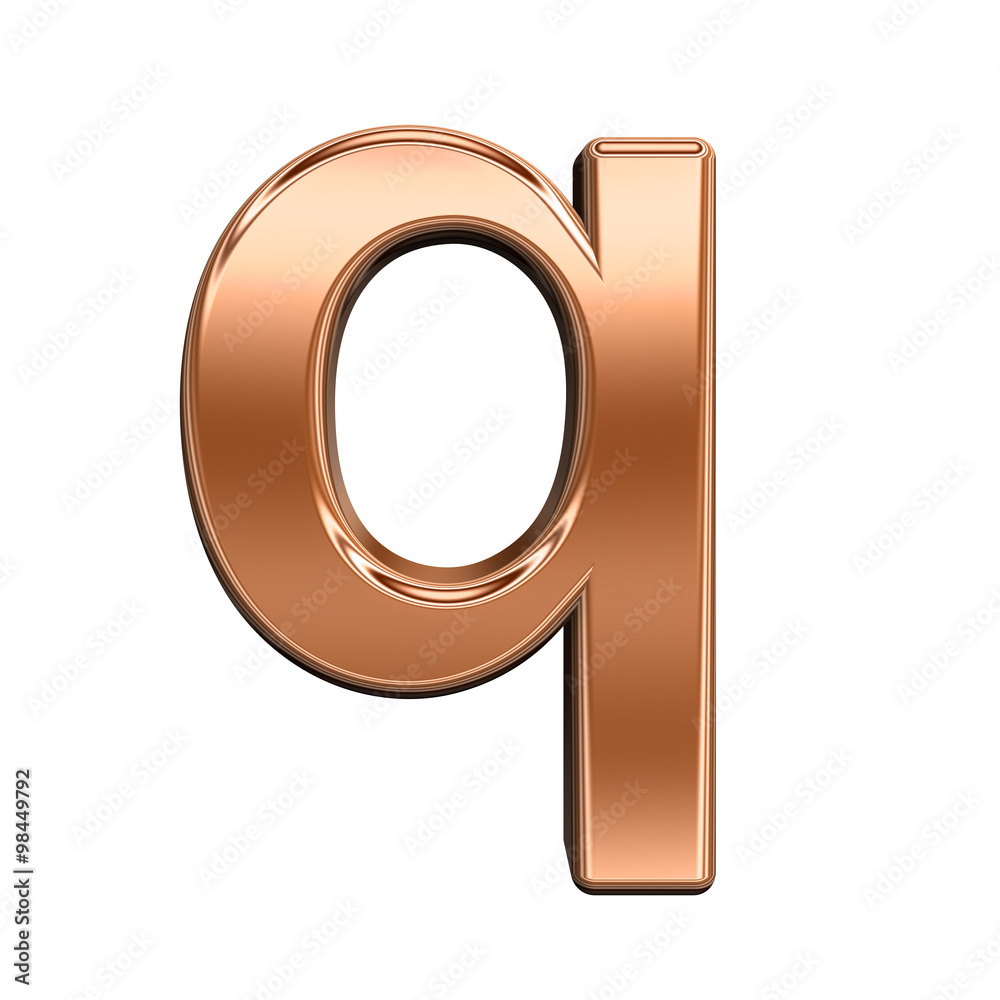 Fototapete one lower case letter from shiny copper alphabet set, isolated on white. computer generated 3d photo
