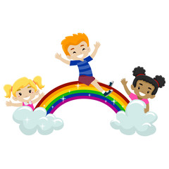 Kids playing at the top of the rainbow