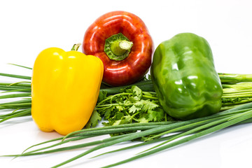 colored peppers with Fresh vegetables