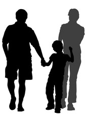 Families people with little child on white background