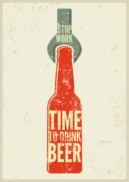 Typographic retro grunge beer poster. Vector illustration.