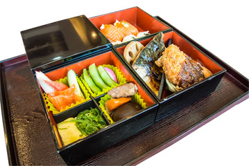 japanese bento set on tray
