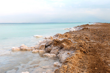Dead sea - Typical accumulation of salt and minerals 