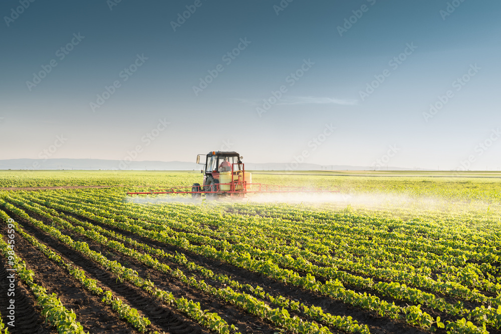 Poster Tractor spraying soybean