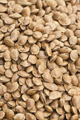 Heap of shelled peanuts on a market