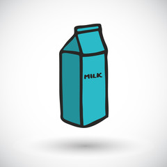 Pack of milk. Hand-drawn cartoon food icon. Doodle drawing.