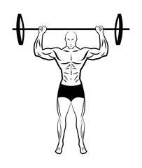 illustration of a man lifting a barbell. athlete