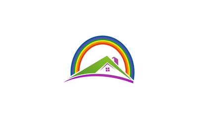 lanscape countryside with rainbow logo