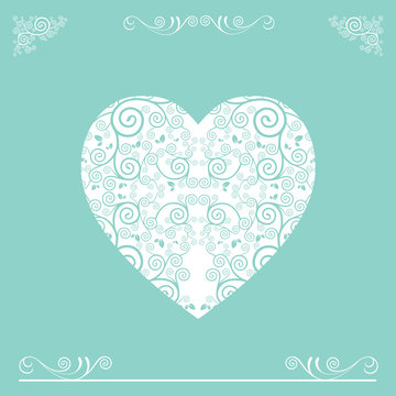 white heart vintage card design