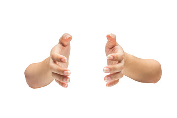 Two hands isolated on white background