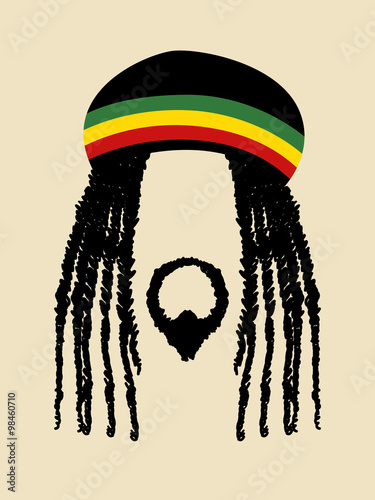 "Face symbol of a man with dreadlocks hairstyle. Rasta 
